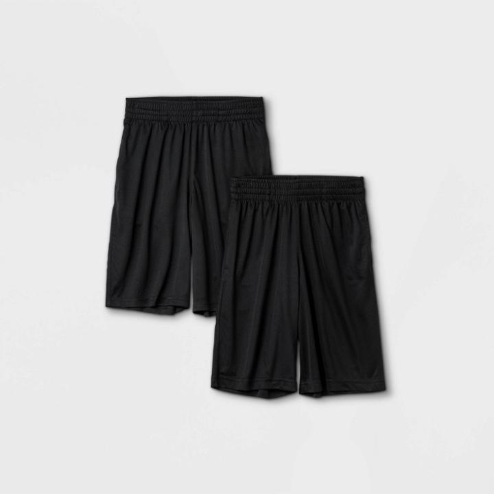 Boys' 2pk Pull-on Active Shorts - Cat & Jack Black/black