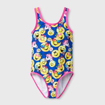 Emojination Girls' Emoji One Piece Swimsuit - Blue