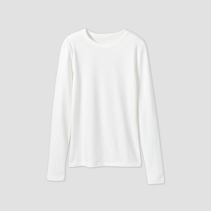 Women's Long Sleeve Fitted T-shirt - A New Day White