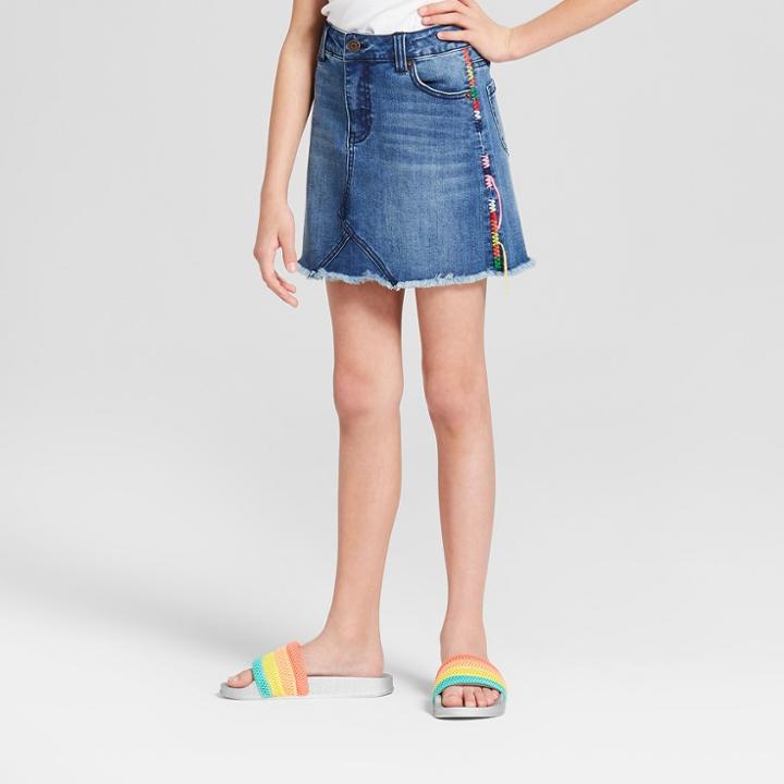 Girls' Topstitching Denim Skirt - Cat & Jack Medium Vintage Wash
