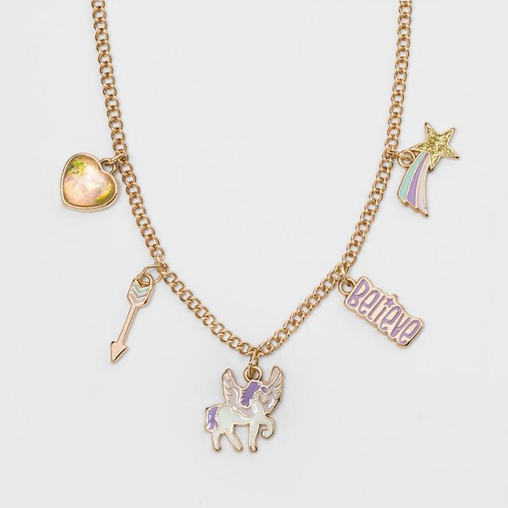 Girls' Statement Charms Necklace - Cat & Jack Gold