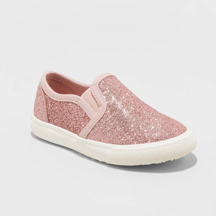 Toddler Girls' Madigan Glitter Slip-on Sneakers - Cat & Jack Rose Gold