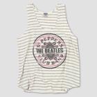 Plus Size Junk Food Women's Plus The Beatles Sgt. Pepper's Band Club Striped Graphic Tank Top - White