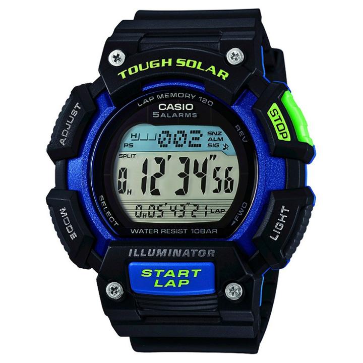 Men's Casio Extra Large Solar Runner Watch - Black, Men's, Size: Small, Blue Black
