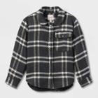 Girls' Plaid Shirt Shacket - Cat & Jack Charcoal Gray