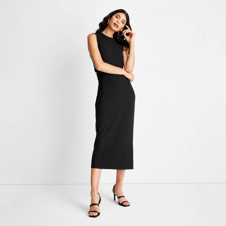 Women's Sleeveless Ribbed Cut Out Back A-line Dress - Future Collective With Kahlana Barfield Brown Black Xxs