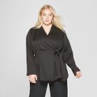 Women's Plus Size Wrap Jacket With Side Tie - Prologue Black