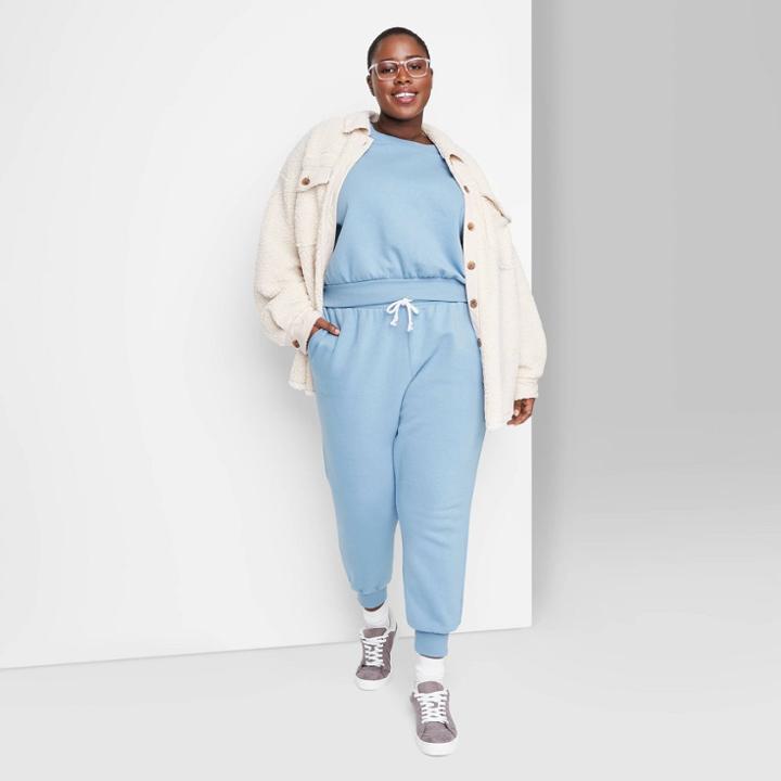 Women's Plus Size High-rise Sweatpants - Wild Fable Blue