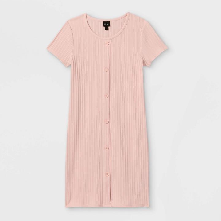 Girls' Button-front Short Sleeve Dress - Art Class