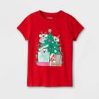 Girls' 'koala Christmas Tree' Short Sleeve Graphic T-shirt - Cat & Jack Dark Red