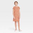 Girls' Keyhole Knit Dress - Art Class Orange Floral