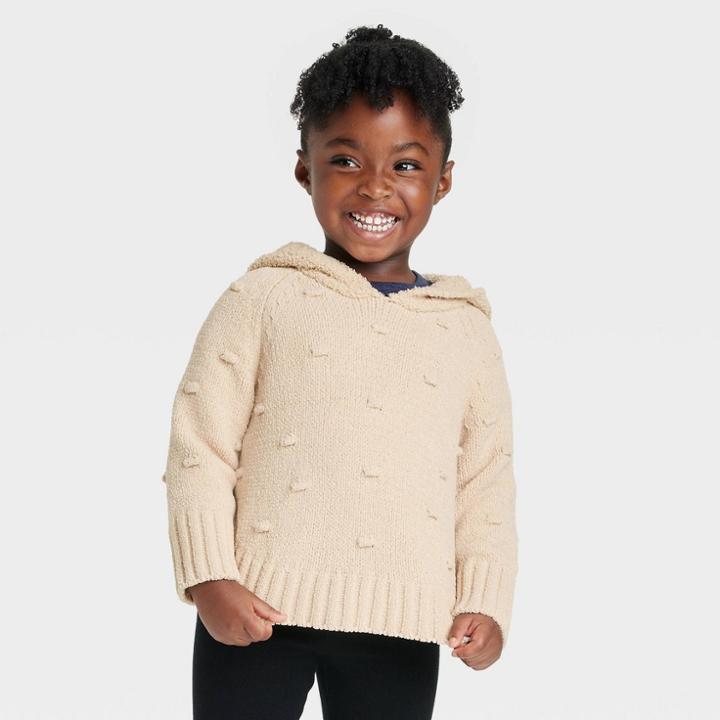 Toddler Girls' Hooded Bear Pullover Sweater - Cat & Jack Brown