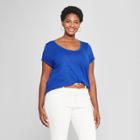 Women's Plus Size Scoop Neck Short Sleeve T-shirt - Ava & Viv Blue