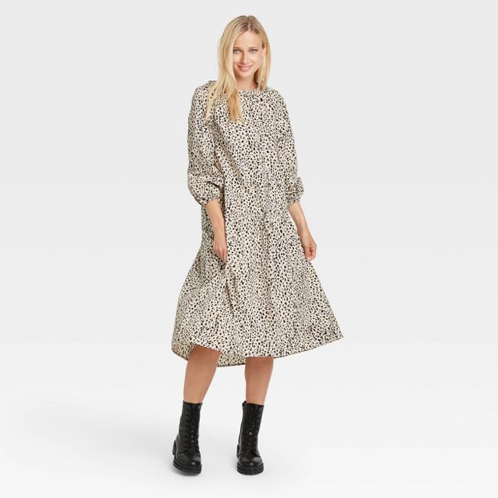 Women's Raglan Long Sleeve High Low Dress - Who What Wear Off-white Floral