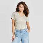 Women's Striped Standard Fit Short Sleeve Crewneck T-shirt - Universal Thread Gray
