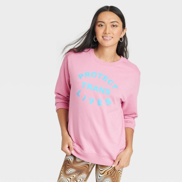 Pride Ph By The Phluid Project Adult 'protect Trans Lives' Pullover Sweatshirt - Pink