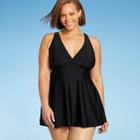 Kona Sol Women's Plus Size V-neck Crochet Swim Dress - Kona