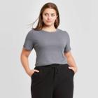 Women's Plus Size Short Sleeve Rib T-shirt - A New Day Gray
