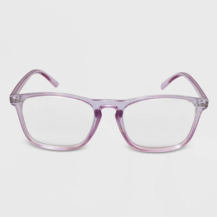 Womens Blue Light Filtering Rectangle Glasses - Wild Fable Purple, Women's, Size: Small, Blue/purple