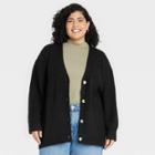 Women's Plus Size Button-front Cardigan - A New Day Black