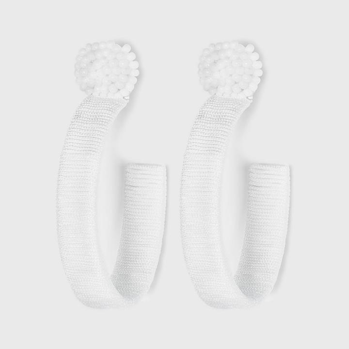 Seed Bead Post With Thread Wrapped Hoop Earrings - A New Day White
