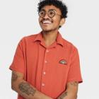 No Brand Pride Adult Short Sleeve Woven Rainbow Patch Button-down