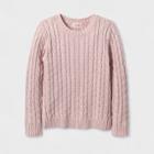 Girls' Crew Neck Cable Pullover Sweater - Cat & Jack Casual Pink Xs,