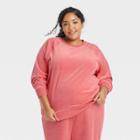 Women's Plus Size Velour Pullover Sweatshirt - Ava & Viv Coral Red X