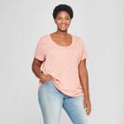 Women's Plus Size Scoop Neck Short Sleeve T-shirt - Ava & Viv Blush