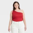 Women's Plus Size Slim Fit One Shoulder Tank Top - A New Day Red