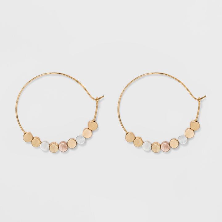 Target Brass Beads Hoop Earrings - Universal Thread Gold, Size: Small,