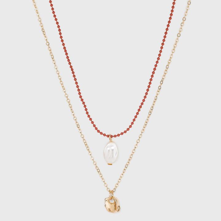 Pearl Multi-strand Necklace - A New Day Orange
