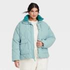 Women's Plus Size Utility Puffer Jacket - Universal Thread Sea 1x, Vibrant Blue