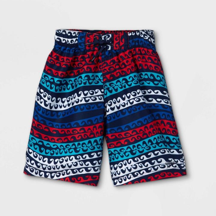 Speedo Boys' Current Curl Print 17 Board Shorts - Red