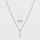 Silver Plated Cubic Zirconia 'l' Initial Earring And Pendant Necklace Set - A New Day