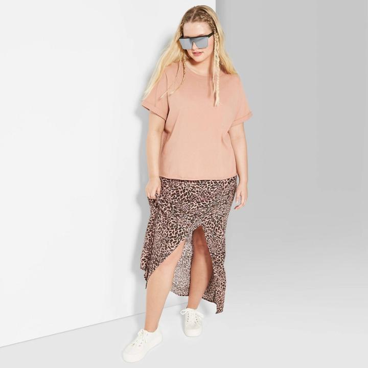 Women's Plus Size Relaxed Short Sleeve Crewneck T-shirt - Wild Fable Peach