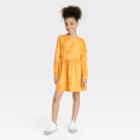 Girls' Long Sleeve French Terry Dress - Cat & Jack Medium Mustard Yellow
