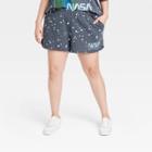Women's Nasa Plus Size Graphic Splatter Jogger Shorts - Gray
