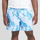 Men's Big & Tall 7 Floral Print Swim Trunks - Goodfellow & Co Light Blue