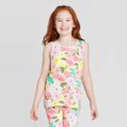 Girls' Floral Print Graphic Tank Top - Cat & Jack Light Peach Xs, Girl's, Pink
