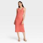 Women's Rib Knit Tank Dress - A New Day Coral