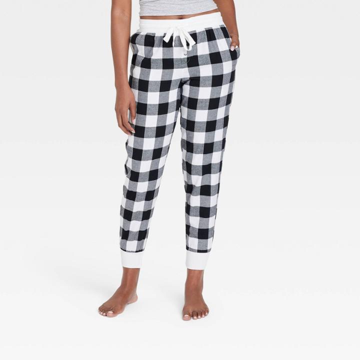 Women's Perfectly Cozy Flannel Jogger Pajama Pants - Stars Above Black