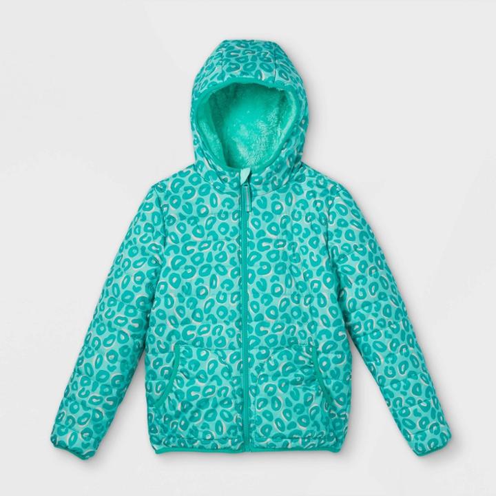Girls' Reversible Puffer Jacket - Cat & Jack Green