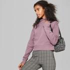 Women's Mock Neck Cropped Pullover - Wild Fable Plum