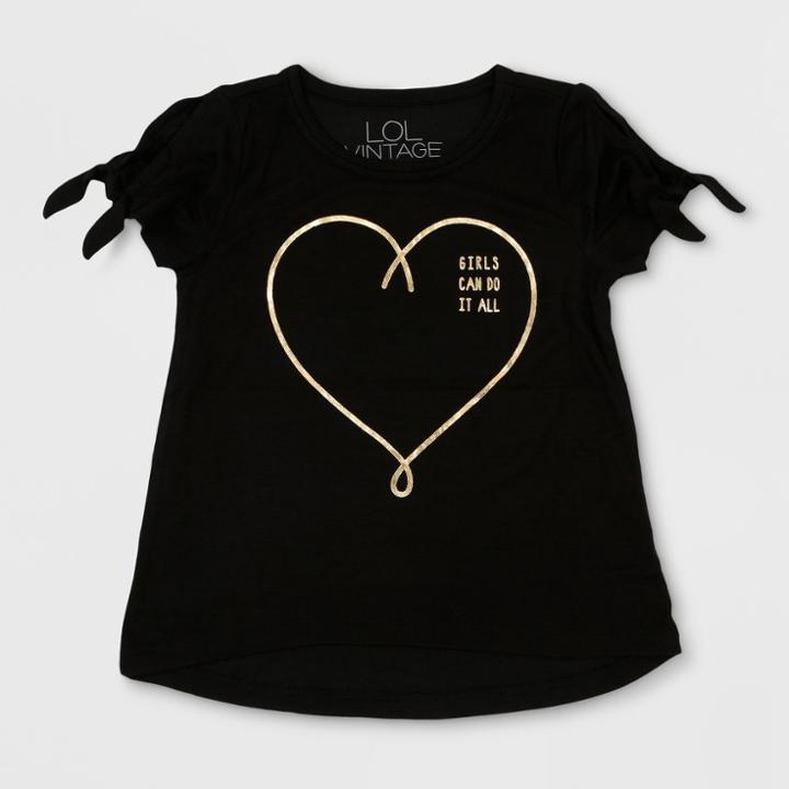 Toddler Girls' L.o.l. Vintage Short Sleeve T-shirt Girls Can Do It All - Black - 18 Months,