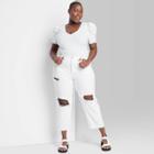 Women's Plus Size Super-high Rise Distressed Straight Jeans - Wild Fable White