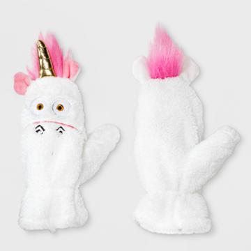 Girls' Despicable Me Fluffy Unicorn Mittens - White