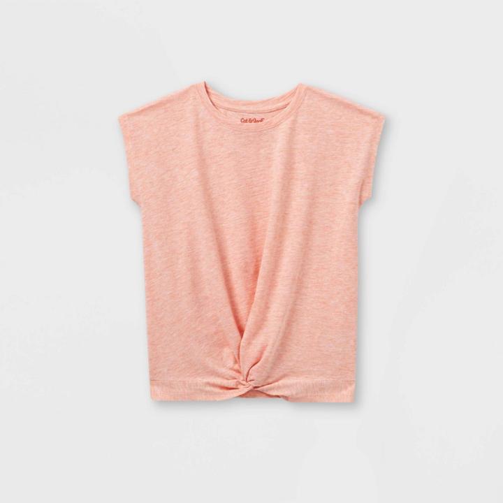 Girls' Twist-front Short Sleeve T-shirt - Cat & Jack Peach