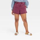 Women's Plus Size High-rise A-line Midi Jean Shorts - Universal Thread Berry Purple