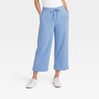 Women's High-rise Cropped Wide Leg Fleece Pants - A New Day Blue